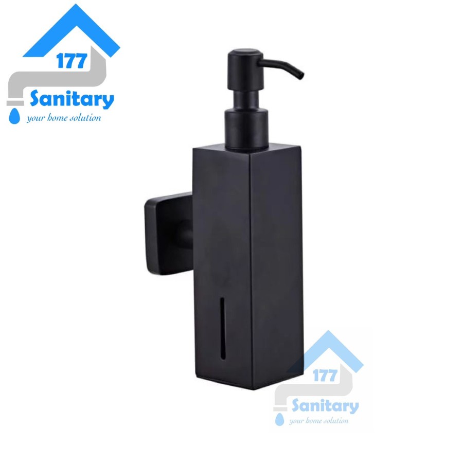 Tempat Sabun Cair 350ml Kotak B35-Dispenser Soap Shampoo Shampo Model Botol Kotak Hitam Black SUS 304