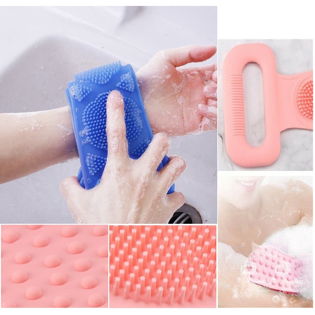 ORIGINAL Silicone Brushes Bath Towel Rub Brush silikon SIKAT PUNGGUNG SILIKON 2 SISI AA