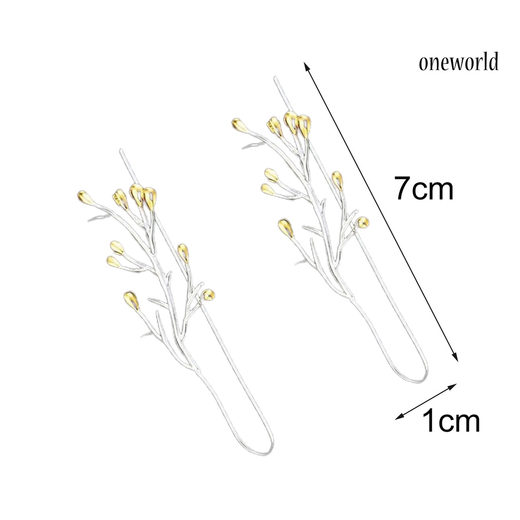 OW@ 1 Pair Ear Line Earrings Branches Shape Elegant Women All Match Long Drop Earrings for Dating