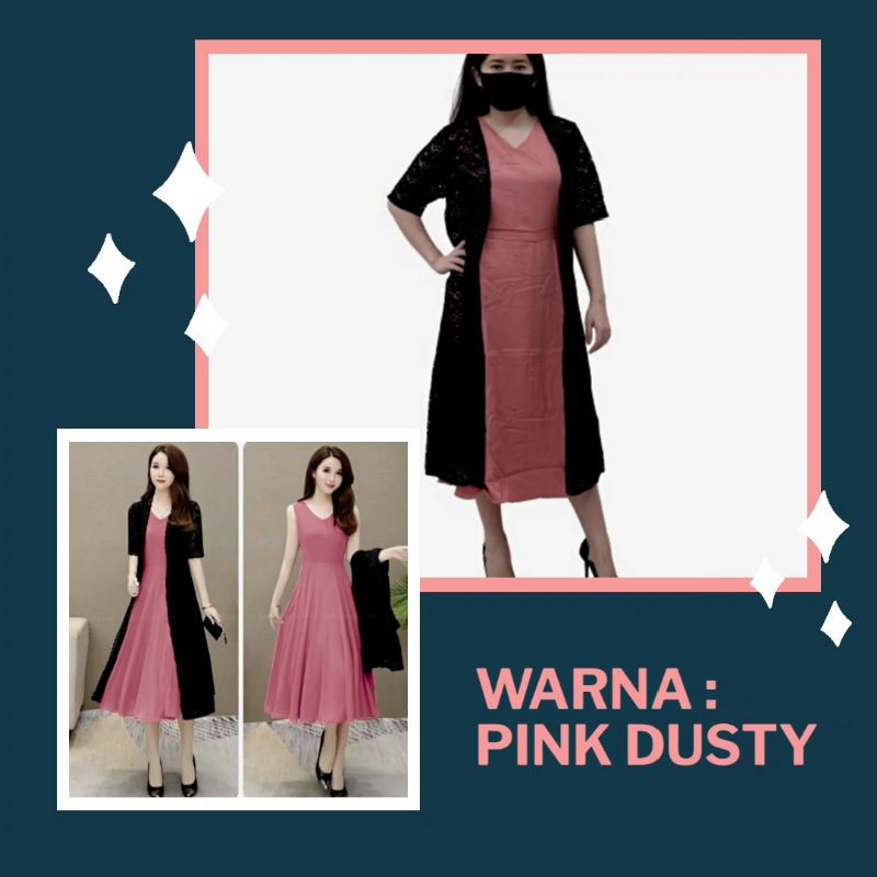 Pakaian Wanita Maxi Dress LOSI PINK DUSTY + REAL PIC Maxi Dress Terbuat Dari Bahan Berkualitas