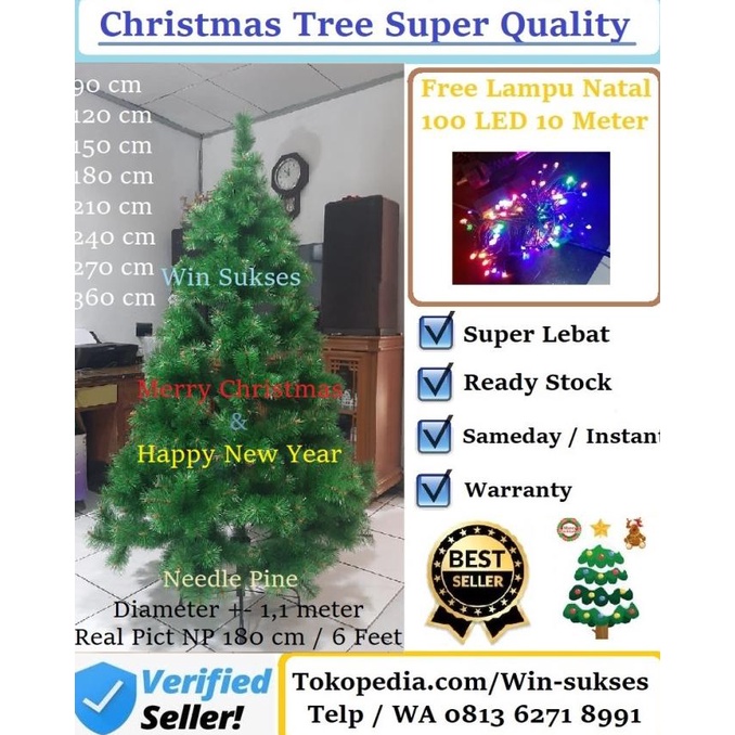 

Pohon Natal Needle Pine 5 Feet - 150 cm Christmas Tree 150cm JARUM 1,5 ---Termurah---