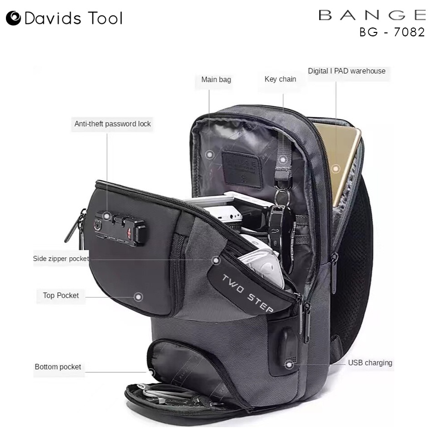 Bange Waistbag Pria Waterproof Waist Bag Original Weisbag Tas Weistbag Waisbag Premium Anti Air Original Import Distro Selempang Slempang Slingbag Cowok Casual BG7082