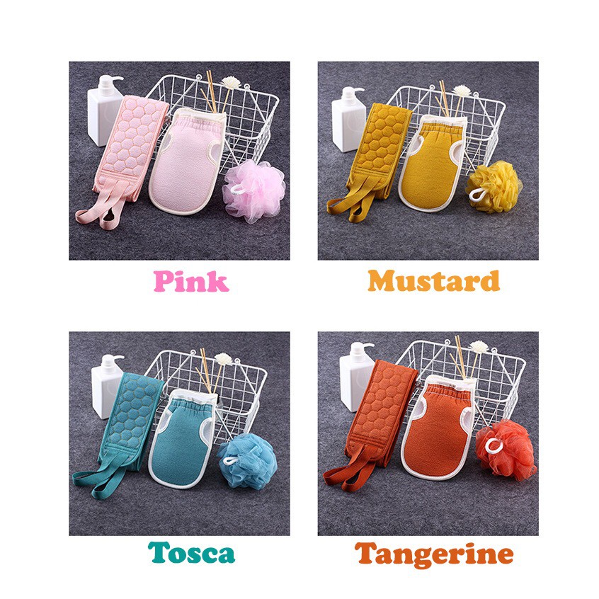 Jual ALAT MANDI SHOWER PUFF Bath Set Perlengkapan Mandi 4 in 1 4IN1