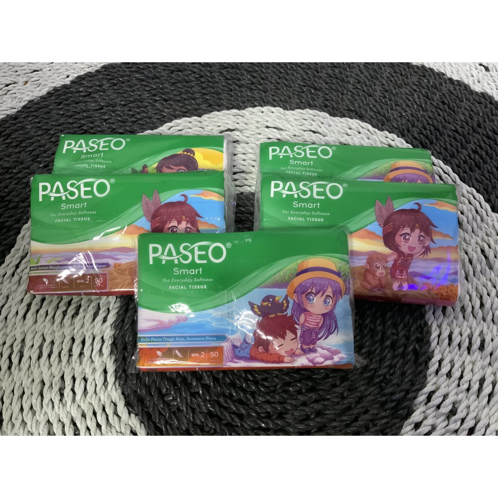 Tissue Paseo Tisu  Smart Travel Pack 50 Sheets 2 Ply Facial Tissue Serbaguna - Tisu Paseo