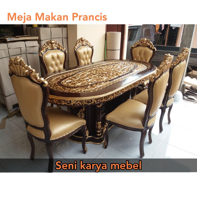 Meja Makan Ukir Ganesha Jati Mebel Jepara, Meja Makan Prancis Jati, Meja Makan Ukiran Mebel Jepara