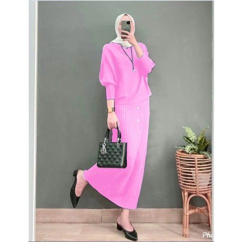 HOPYLOVY JUMBO Setelan Wanita Kekinian Mango Knit Set Anya Jumbo