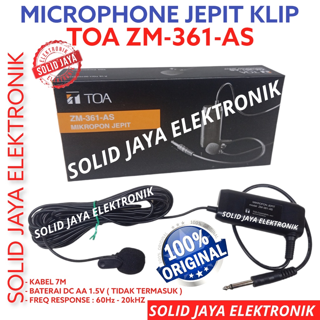 MICROPHONE MIC TOA JEPIT ZM-361-AS MIK JEPIT KLIP KANCING CAPIT MIKROPON CONDENSOR ZM 361 AS ZM361AS KONDENSOR MIK ZM-361 AS ZM361-AS VOKAL ASLI ORI ORIGINAL TOA