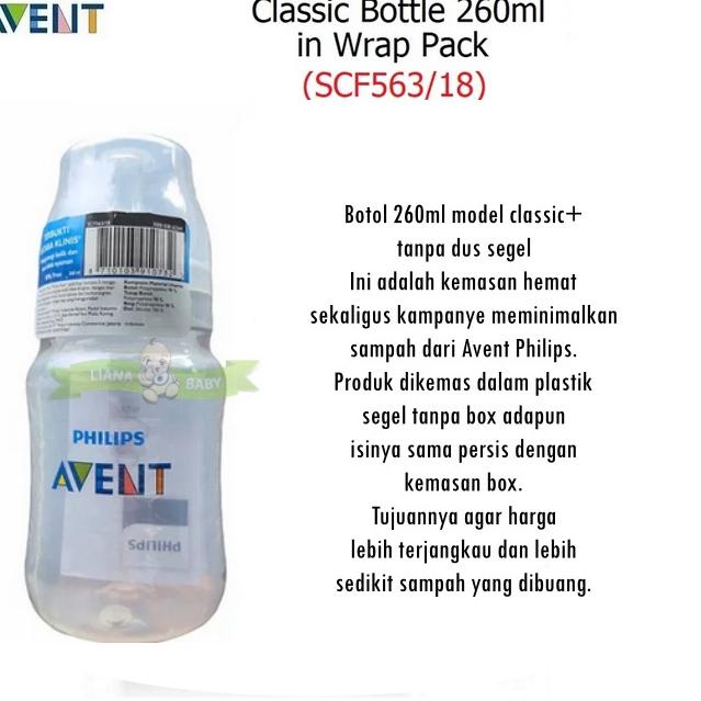 Best Promo BOSU366 AVENT BOTOL SUSU CLASSIC 260ML ISI 1 TANPA DUS SEGEL SCF563/18