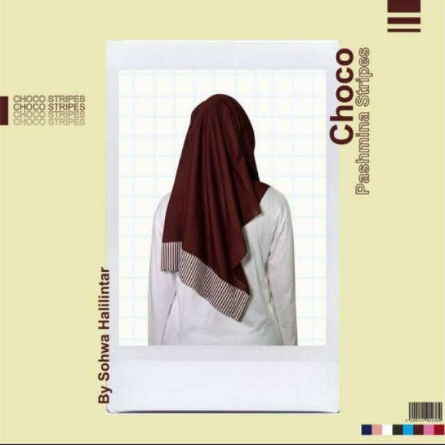 Hijab SOHWA HALILINTAR seri Stripes -choco