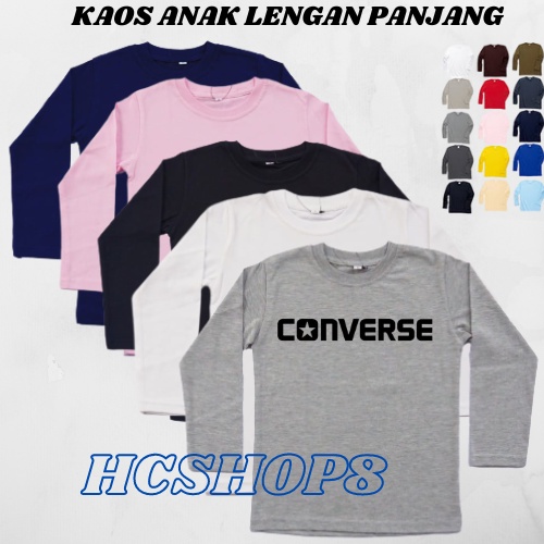 Kaos Anak Lengan Panjang Logo Conv3 Cowok Cewek Usia 2-16th