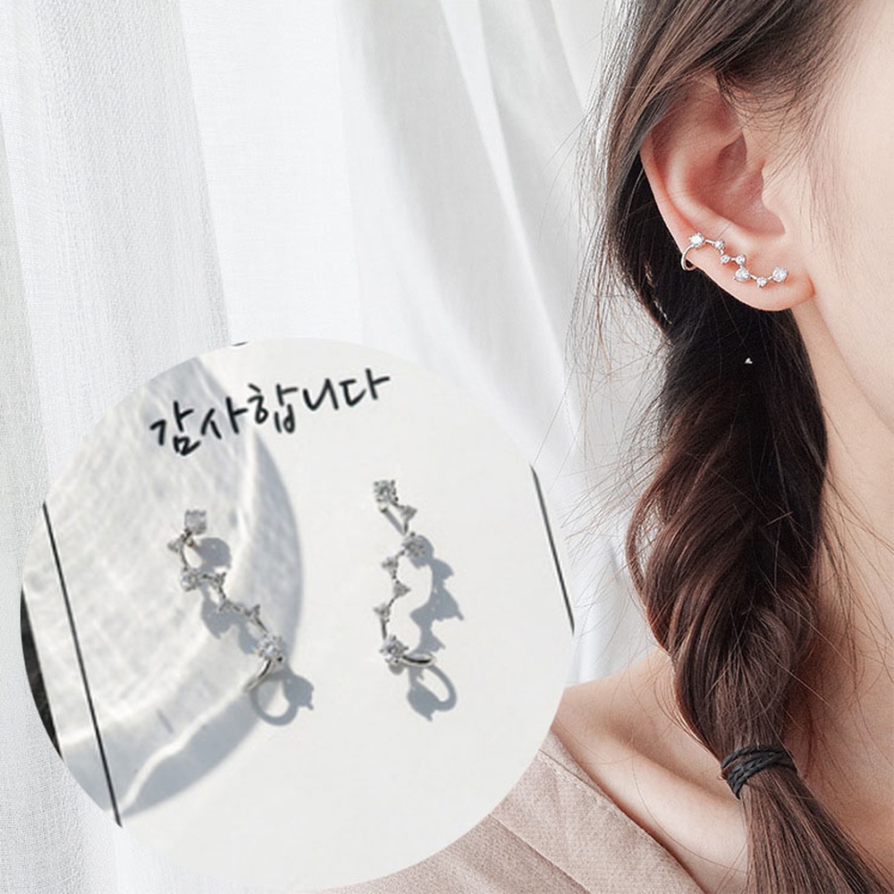 Anting Bahan Sterling Silver Bentuk Bintang Gaya Korea Untuk Wanita