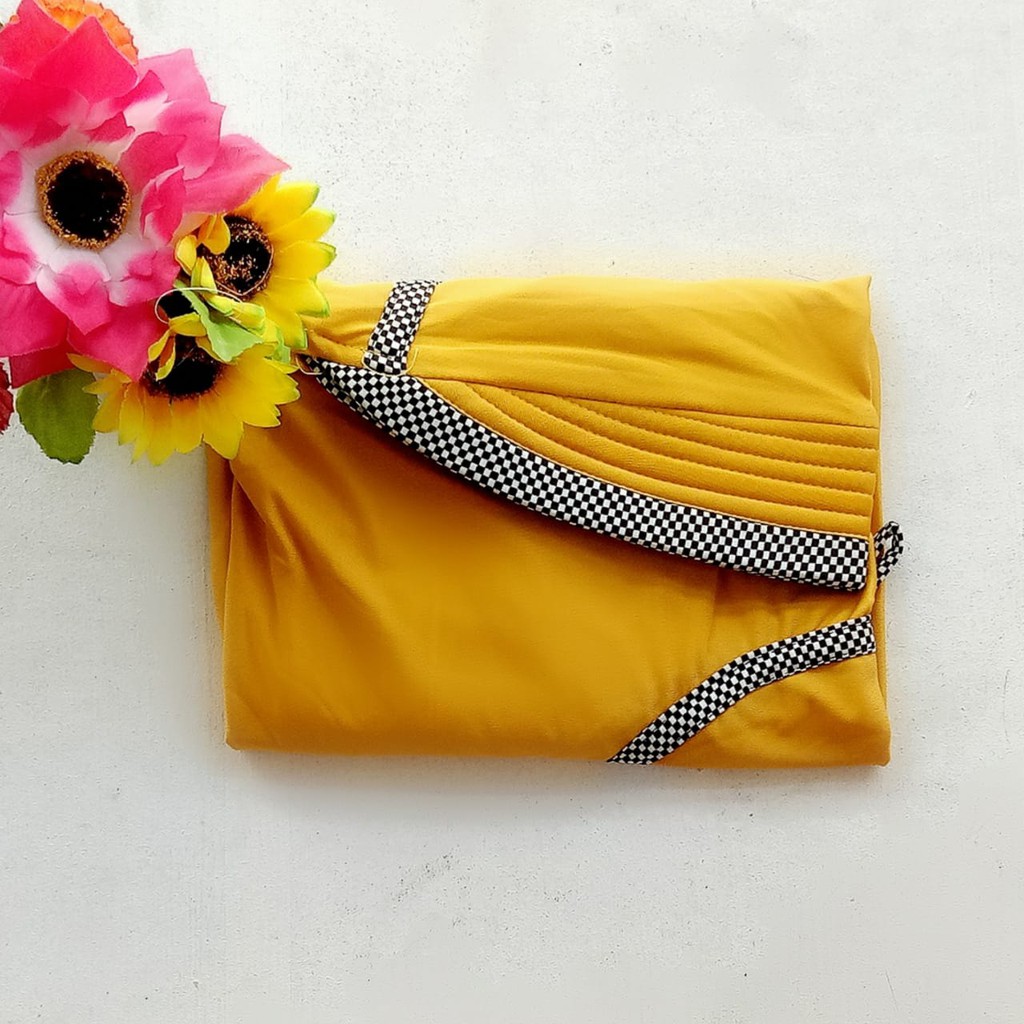 Hijab Instan Jersey Serut Kotak List Inayah Bergo Irene Polos-SRT LIST KUNING