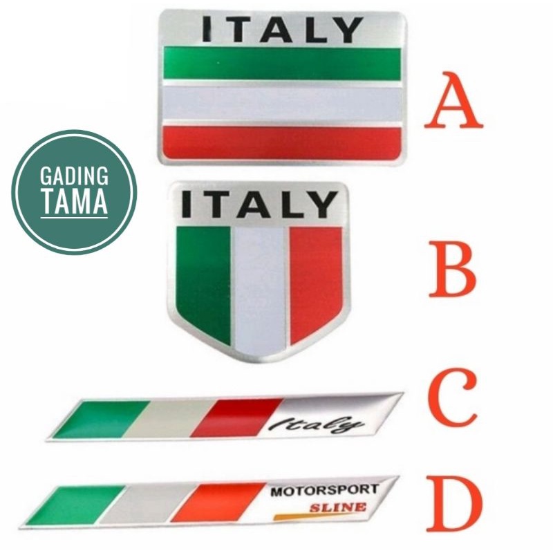 Stiker Emblem Mobil Bendera ITALI ITALY Bahan Aluminium