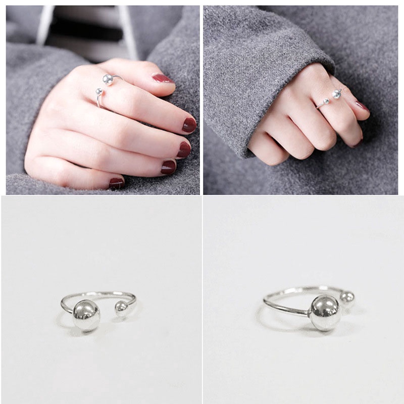 Minimalism Metal Ball Open Rings For Women Girls Fashion Simple Personality Finger Rings Jewelry All Match 2021 New