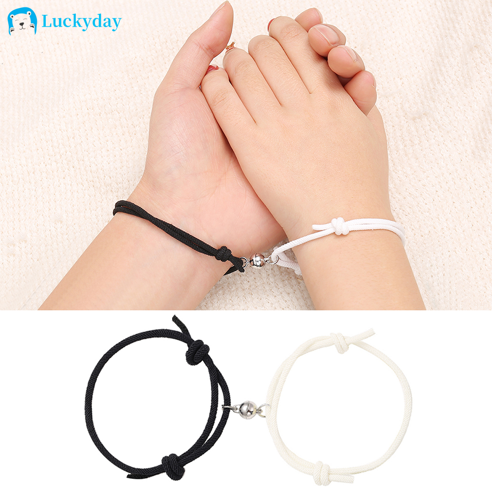 YEEZII Sepasang (2 buah) Gelang Pasangan Magnet Couple Leather Bracelet Koneksi