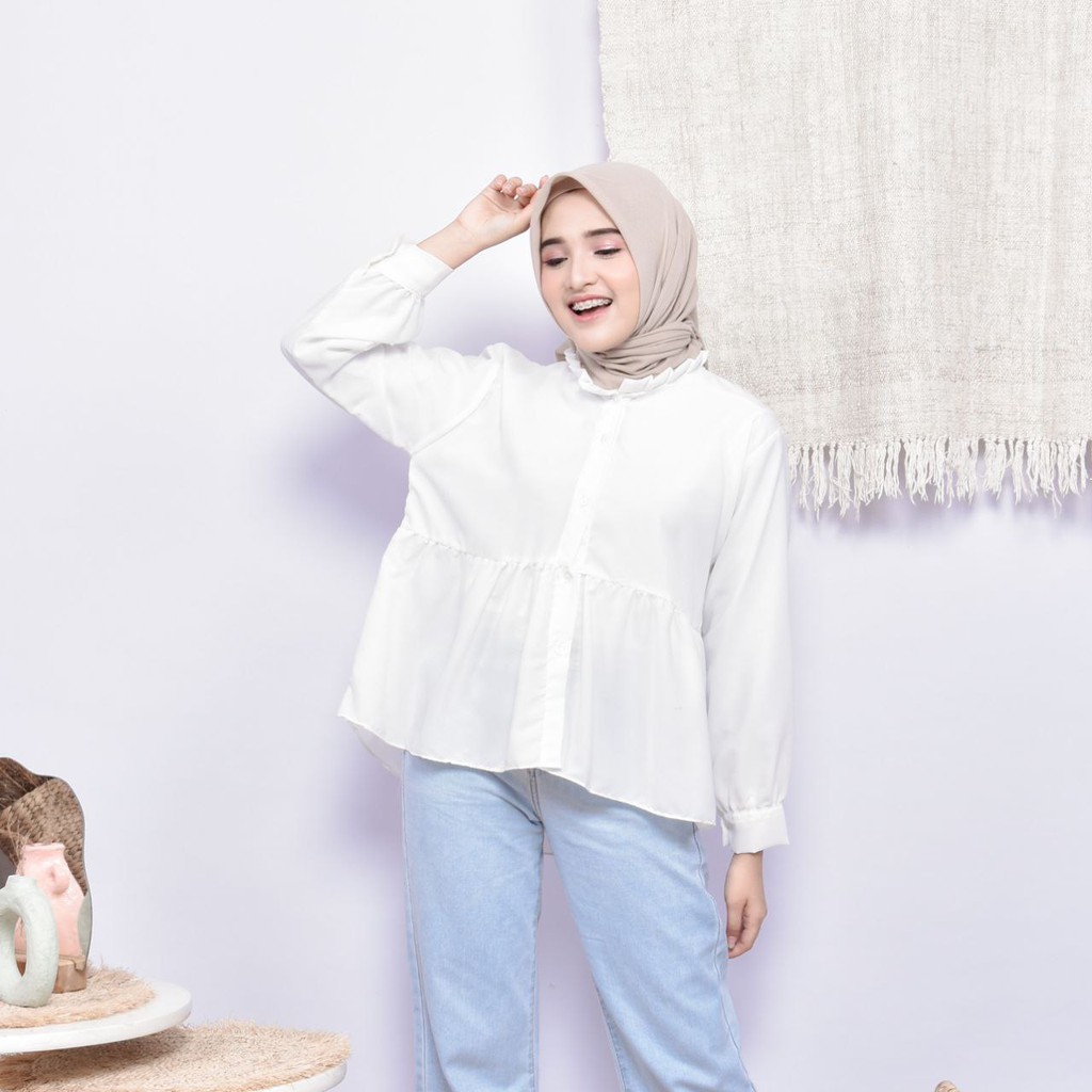 Elisa Blouse - Kemeja Blus Rempel Wolfis Polos