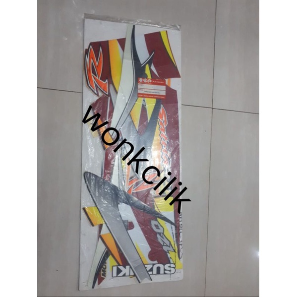 striping stiker list body satria 2tak hiu merah putih original sgp