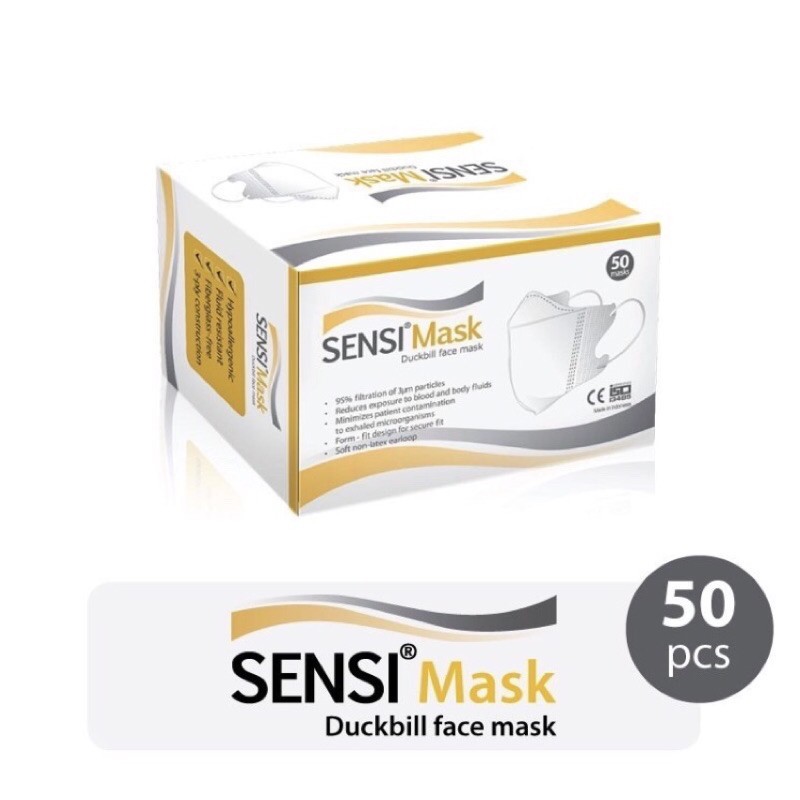 Masker Sensi DUCKBILL 3 PLY Earloop Face Mask 1 BOX 50pcs Original