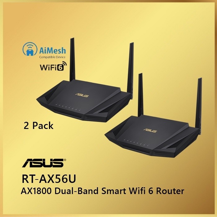 Asus RT-AX56U 2Pack WiFi 6 Wireless Router AX1800 AiMesh AX56U 2 Pack