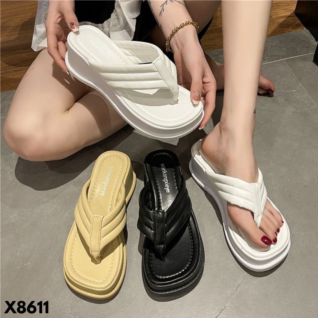 SANDAL WANITA HIGH SOLE JALAN-JALAN PICNIC HAVE FUN WITH FREND EN FAMILI BAHAN PU IMPORT 8611