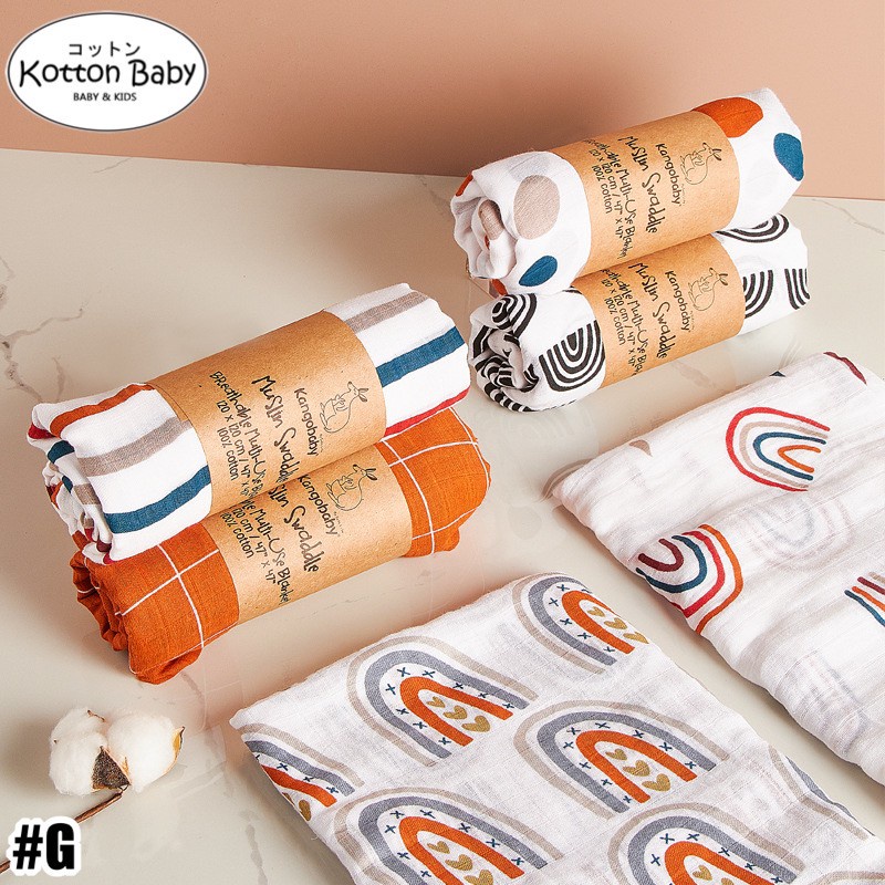 [120x110] Kain Bedong Muslin Bayi | Baby Swaddle Muslin Bamboo | Selimut Bayi Catalog G