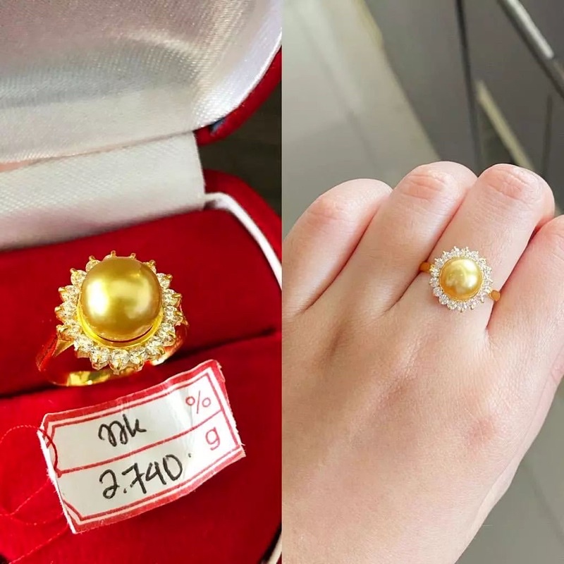 Cincin Emas Mutiara Laut Asli Lombok 22k