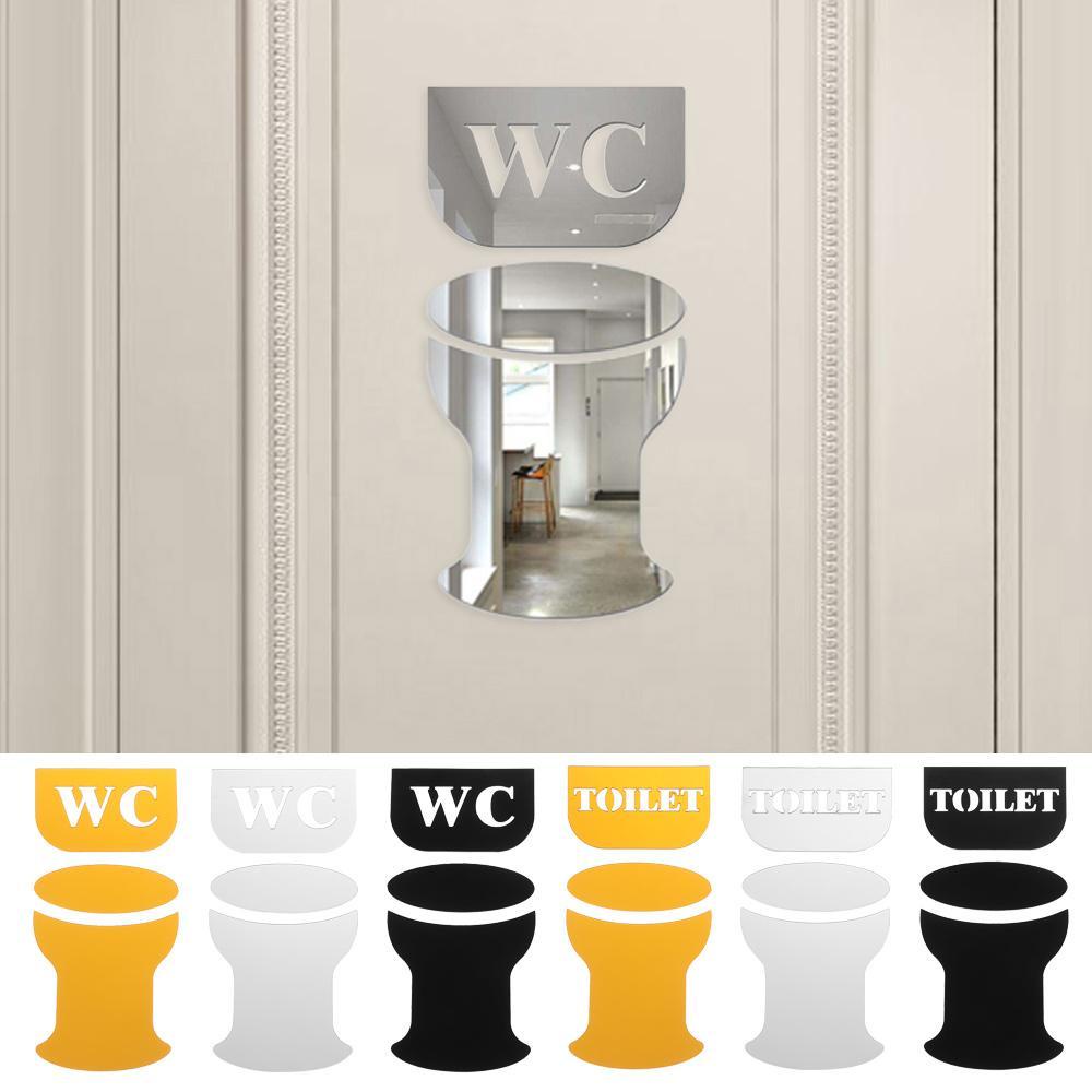 Preva Stiker Cermin WC/Toilet Toilet Kreatif Hotel Kantor Kamar Mandi Dekorasi Tanda Pintu Huruf Inggris