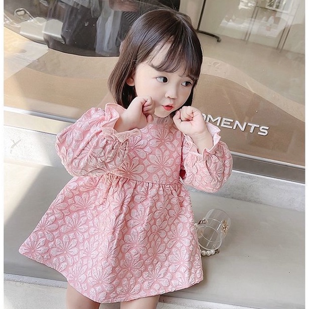 【Happy Baby】0-4Tahun QZ-69  Dress anak perempuan/Gaun putri lengan panjang  Fashion Anak