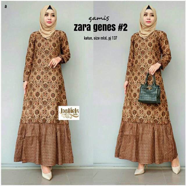 Gamis Genes Sogan Batik Modern Muslim Maxi Pesta Kondangan Seragaman Gamis Batik