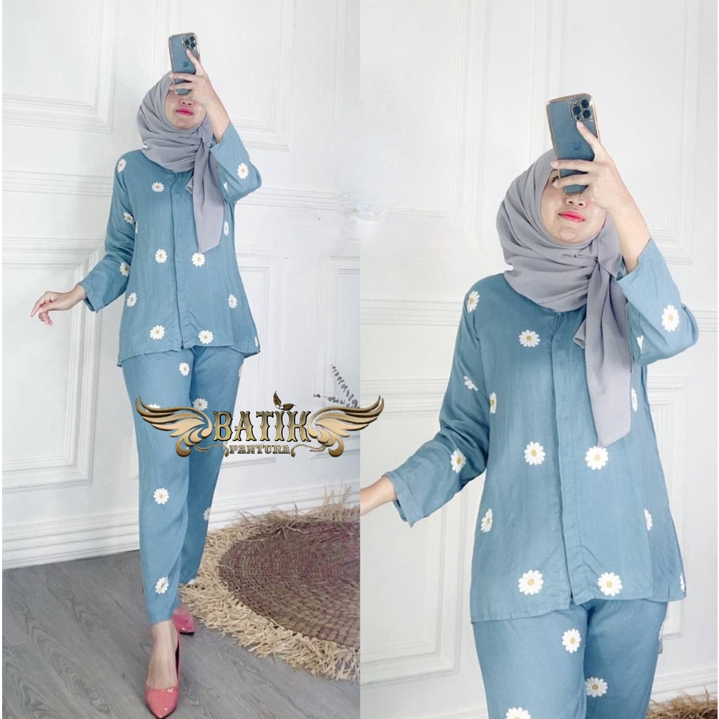 LimitedFashion Setelan Tie Dye Lengan Pendek Esme 1 Setelan Wanita Kekinian One Set Rayon Viscose