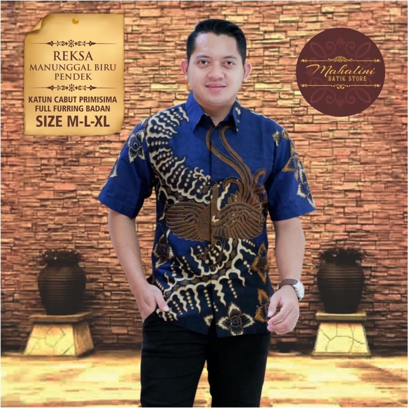 BATIK REKSA MANUNGGAL BIRU FULL FURING KATUN HALUS SIZE M-XXL HIGH QUALITY