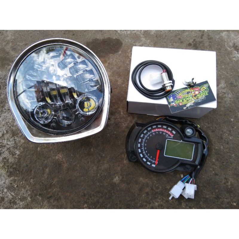 PAKET SET KAMPU DAYMAKER 5,7 INCH 16 LED SET BATOK VAVNVAN FULL PRES SPEEDOMETER RX2N MOS IMPORT LAM