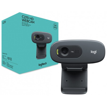 Logitech C270 HD Webcam Hitam - Kualitas Gambar 720p