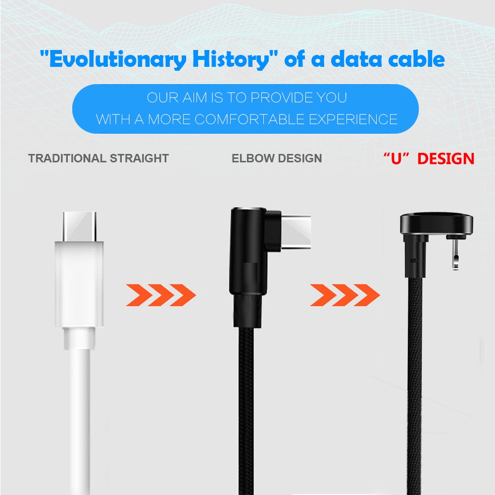 New u-shaped Cable Fast Charging 180° Elbow Data Cable For iPhone Games