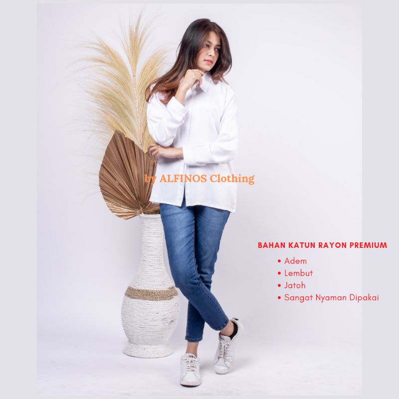 Kemeja Putih| Kemeja Putih Wanita | Kemeja Putih Wanita Lengan Panjang | Kemeja Rayon Wanita