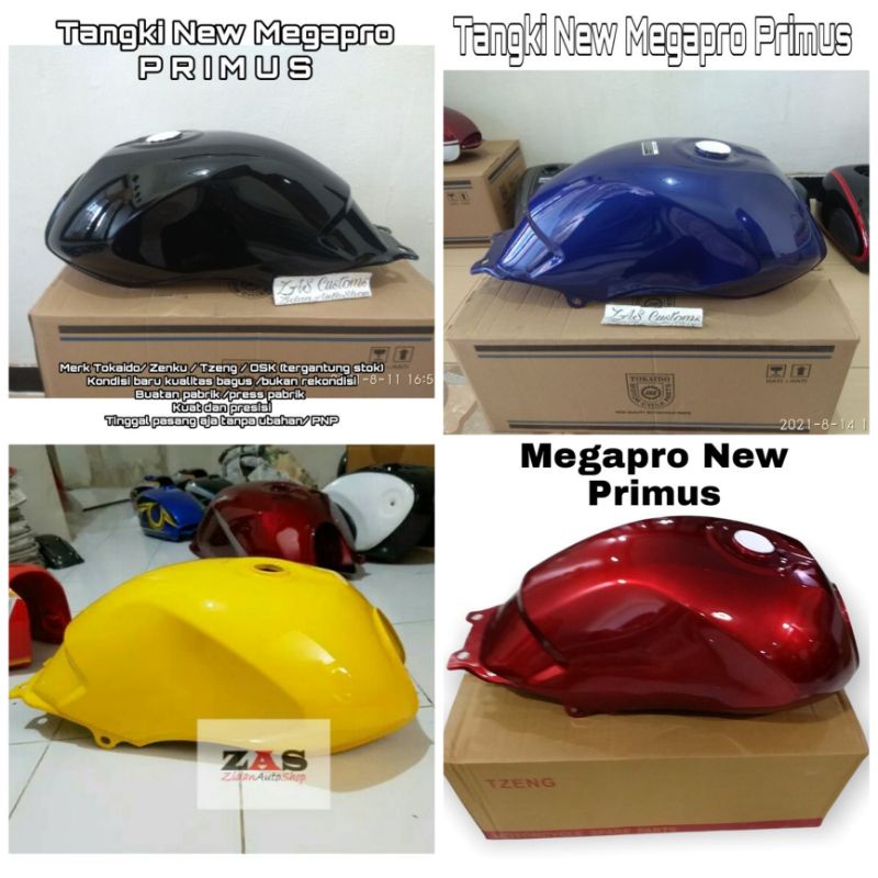 Tangki Tengki Megapro New Primus Hitam Kuning Merah Biru bisa request warna Tengki New Megapro Mega 