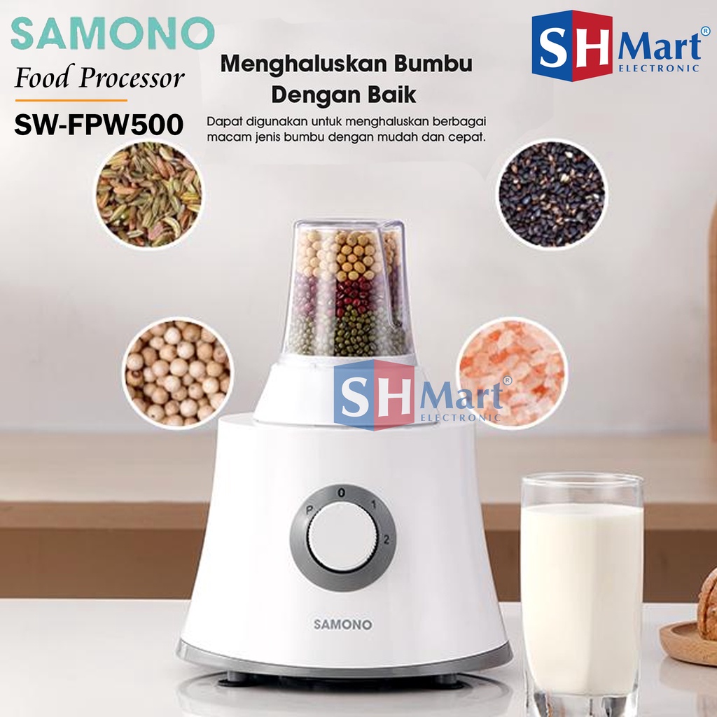 SAMONO BLENDER PLASTIK 8 IN 1 MULTIFUNGSI FOOD PROCESSOR DAN FOOD CHOPPER PENGGILING DAGING SW-FPW500