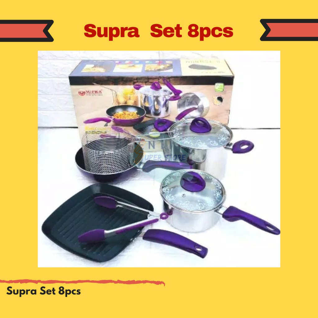 Supra Set 8pcs / Panci Set Supra / Panci Penggorengan Set