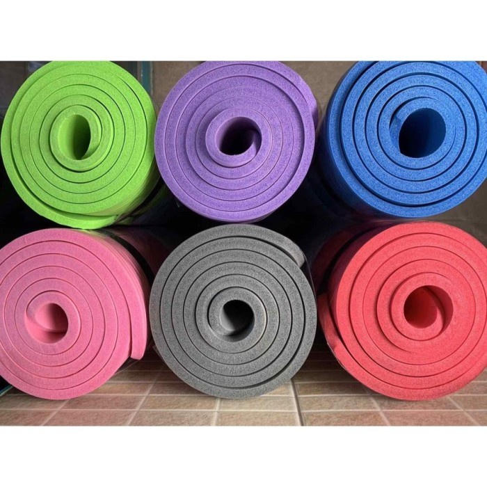 Premium Matras Yoga Mat Tebal 10MM Senam Matt Pilates PVC Camping - Hitam