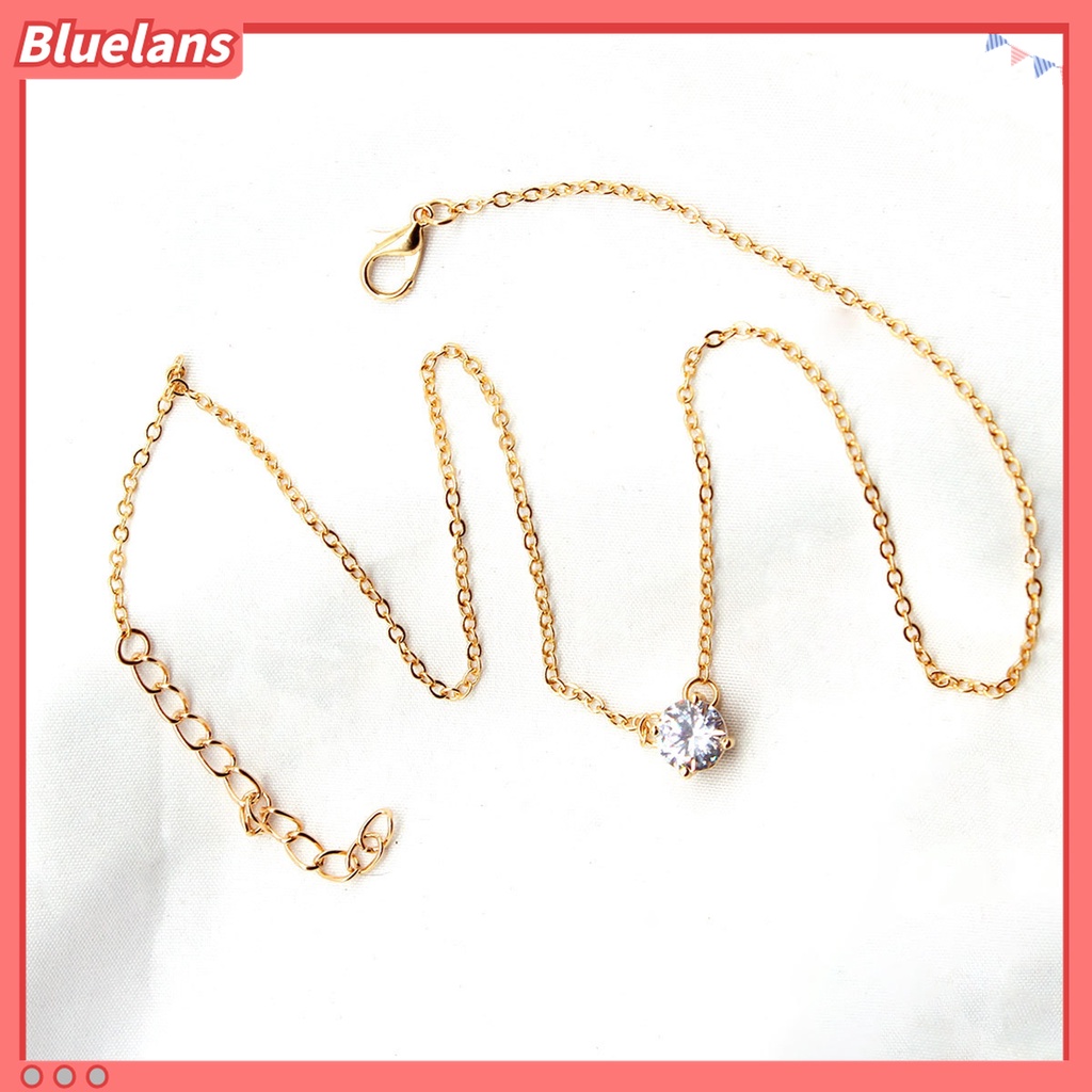 Bluelans Kalung Rantai Tipis Hias Cubic Zirconia Untuk Wanita