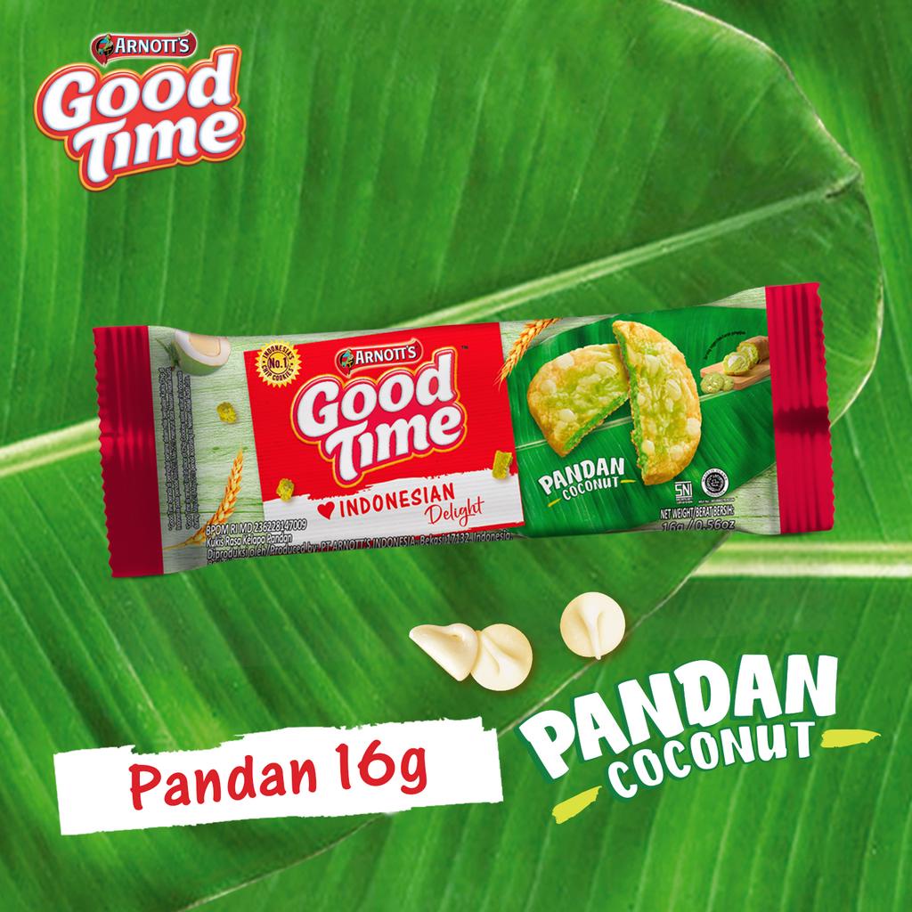 

Arnott's Good Time Cookies Pandan Coconut 16gr