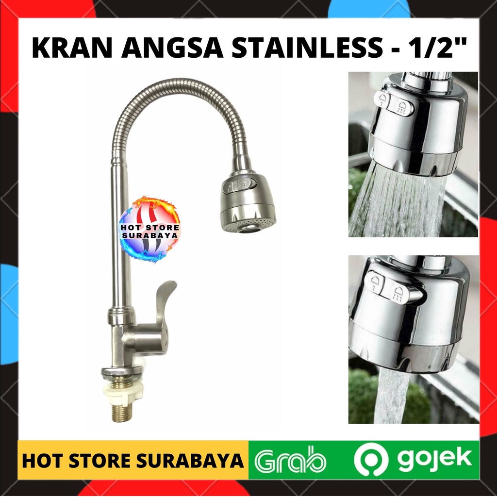 KRAN ANGSA CUCI PIRING STAINLESS SINK SHOWER WASTAFEL LEHER ANGSA FLEKSIBEL / FLEXIBLE 1/2 INCH MEJA