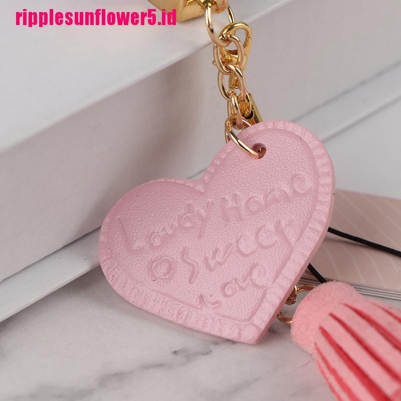 # Kaos T-Shirt Wanita Lengan Pendek Motif Print #Gantungan Kunci Bentuk Hati Dengan Rumbai