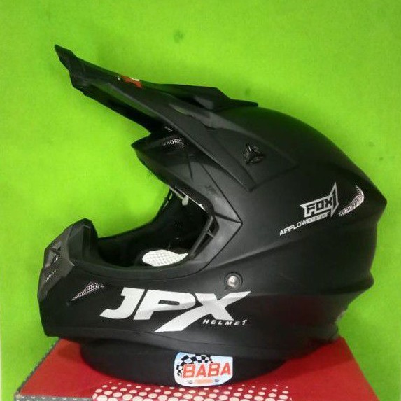 Helm Cross JPX Full Face Full Cross Trail Black Doff Solid Hitam Polos