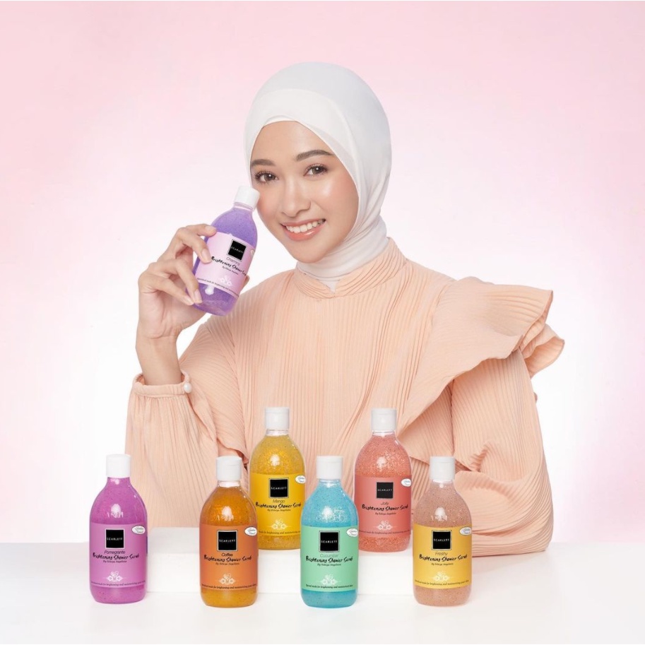 SCARLETT Whitening Body Lotion &amp; Shower Scrub by Felicya Angelista / Serum / Toner / Shampoo / Lulur / Day Cream &amp; Night Cream | Acne Serum | Brightly Serum | Glowtening Serum | Niacinamide Serum | Retinol Serum | Jolly Bodylotion | Romansa | Charming