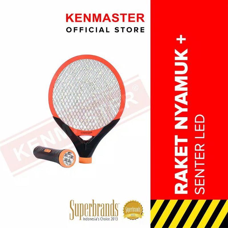 raket nyamuk kenmaster KM - 089 listrik + lampu senter charge