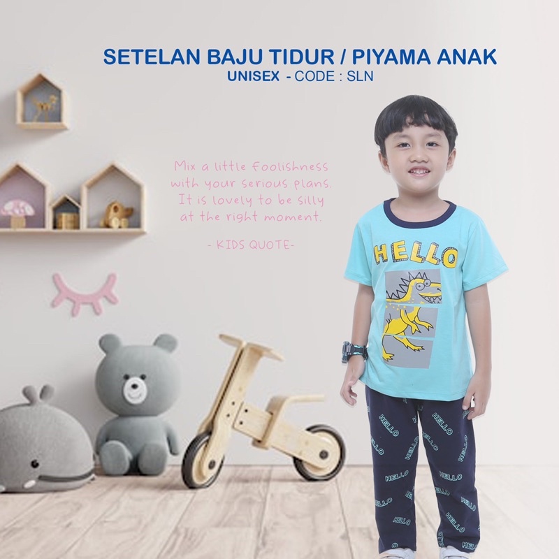 GUMKIDS SETELAN BAJU TIDUR PIYAMA ANAK 1 - 8 TAHUN COWOK CEWEK / BAJU SANTAI KAOS CELANA ANAK