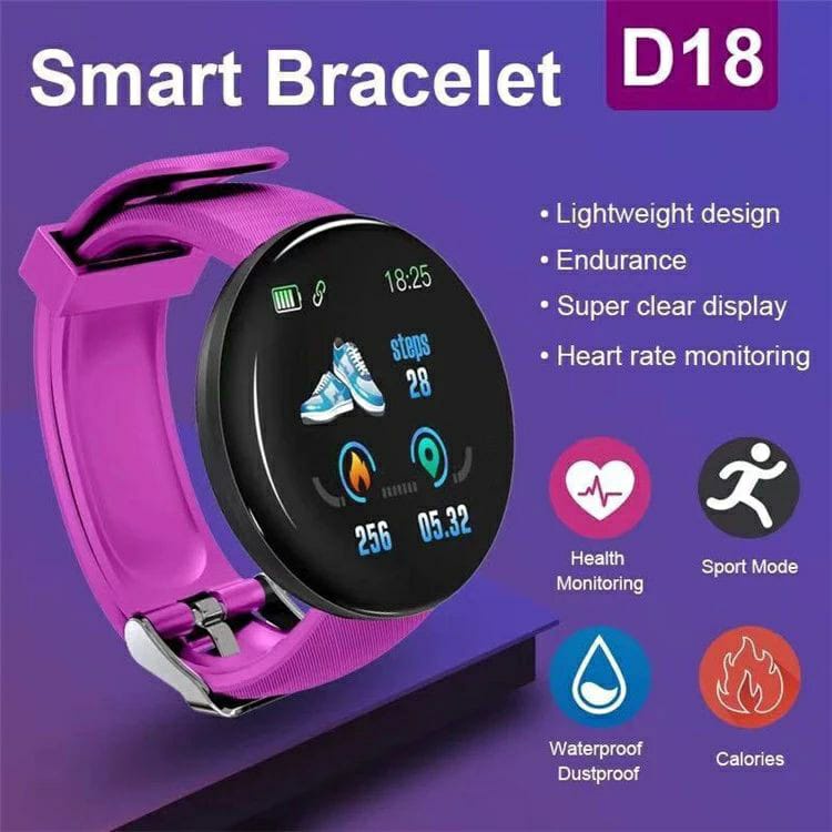 (BISA COD) SmartWatch D18 Jam Tangan Digital Smart Watch Olahraga Tahan Air Unisex Bluetooh Android