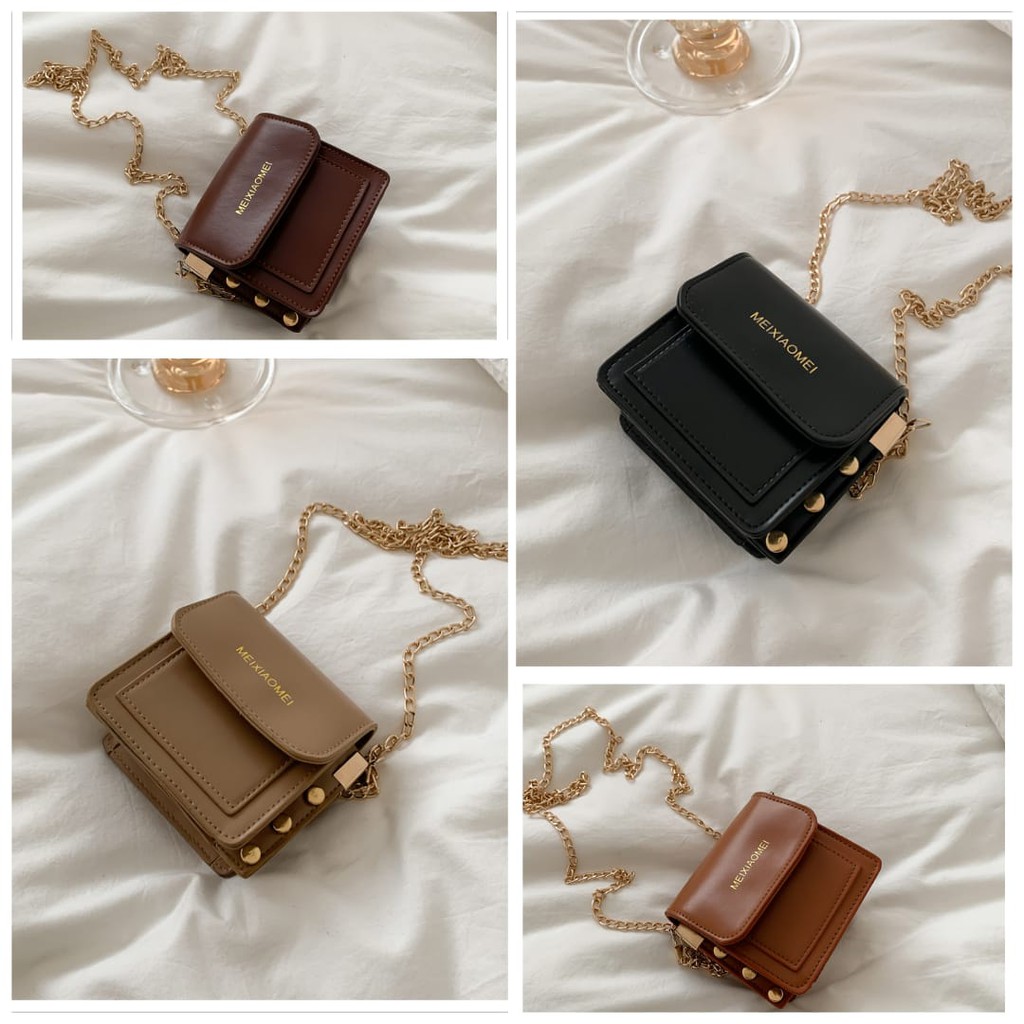 TAS WANITA KECIL KULIT IMPORT PETRALI SLING BAG MINI RANTAI SELEMPANG KEKINIAN PESTA KOREA MURAH ORI