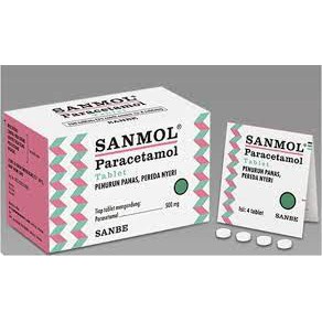 SANMOL BOX 25 Strip - Obat Demam Parasetamol Anti Nyeri 100 Tablet